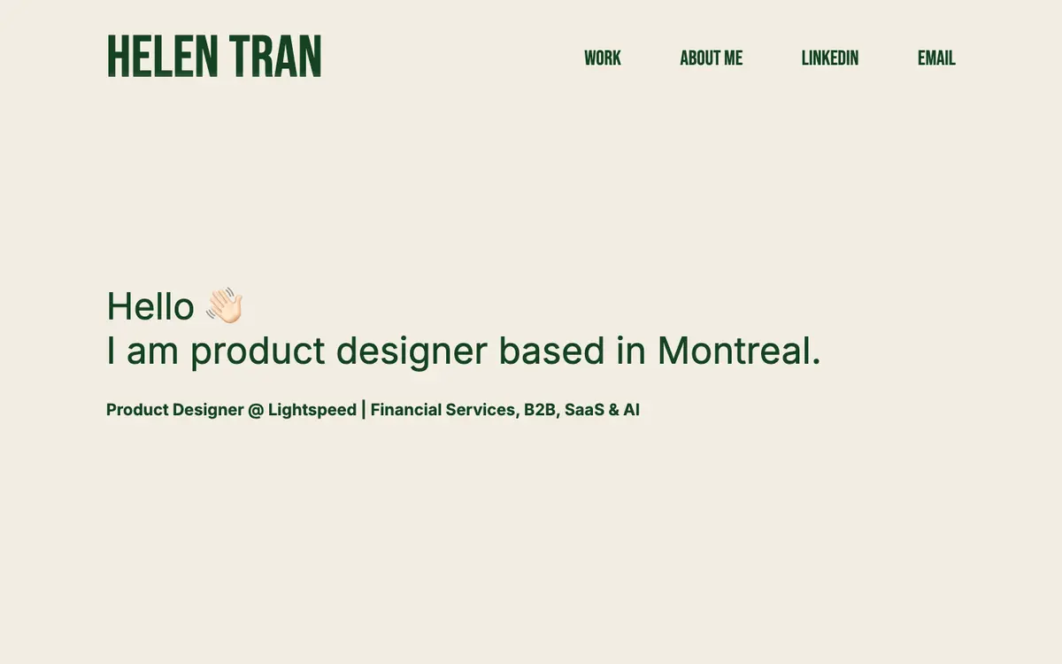 Portfolio site of Helen Tran