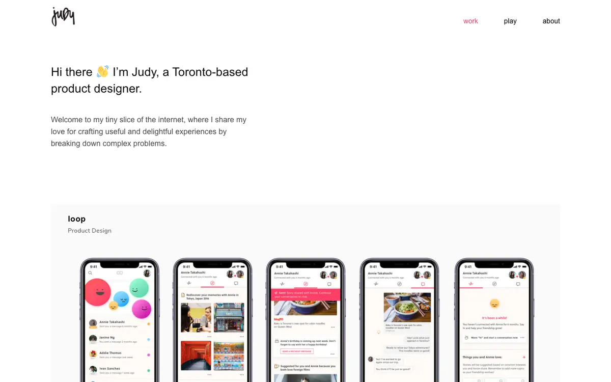 Portfolio site of Judy Yen