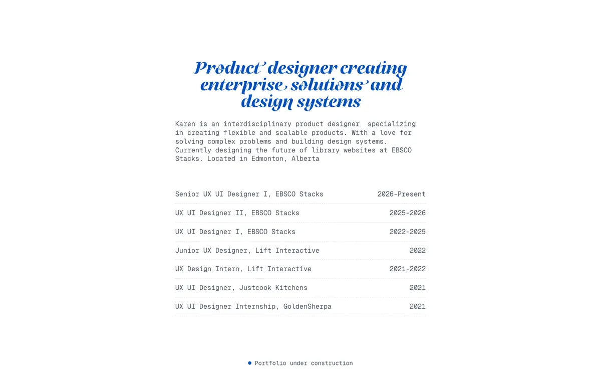 Portfolio site of Karen Tang