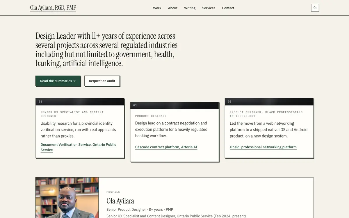 Portfolio site of Ola Ayilara